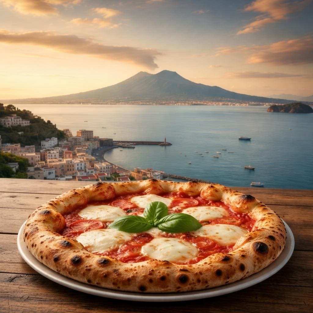 Vesuvio i pizza neapolitańska w klimacie południa Włoch